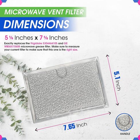 Bagean Microwave Filter 5.1"x7.6" Fits Frigidaire 5304464105 Grease Filters | Replacement Aluminum Mesh Screen Also Fits GE WB06X10608 - Filters Kitchen Air Over-the-Stove Overhead Vent Fan (2-Pack) in Kuwait