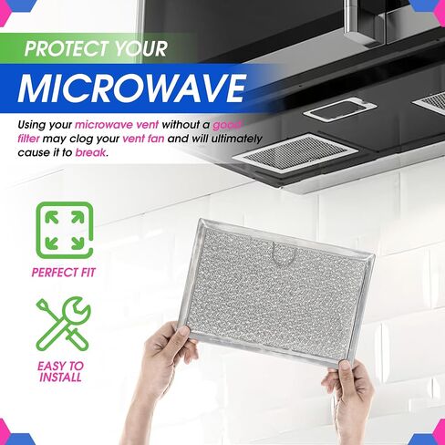 Bagean Microwave Filter 5.1"x7.6" Fits Frigidaire 5304464105 Grease Filters | Replacement Aluminum Mesh Screen Also Fits GE WB06X10608 - Filters Kitchen Air Over-the-Stove Overhead Vent Fan (2-Pack) in Kuwait