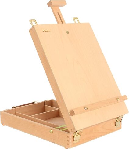 Kuyal Art Supplies Box Easel Sketch Box Painting Storage Box-Adjustable Design with Large 2-Drawer（2-Drawer Box Easel in Saudi Arabia