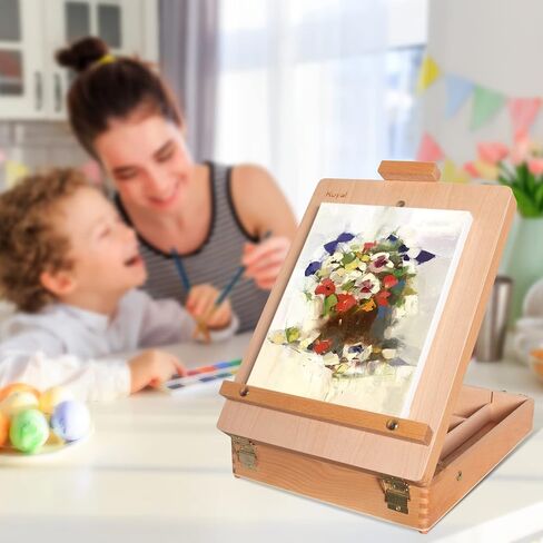 Kuyal Art Supplies Box Easel Sketch Box Painting Storage Box-Adjustable Design with Large 2-Drawer（2-Drawer Box Easel in Saudi Arabia