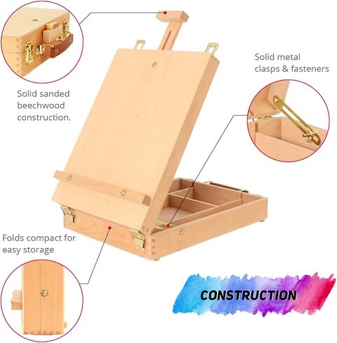 Kuyal Art Supplies Box Easel Sketch Box Painting Storage Box-Adjustable Design with Large 2-Drawer（2-Drawer Box Easel in Saudi Arabia