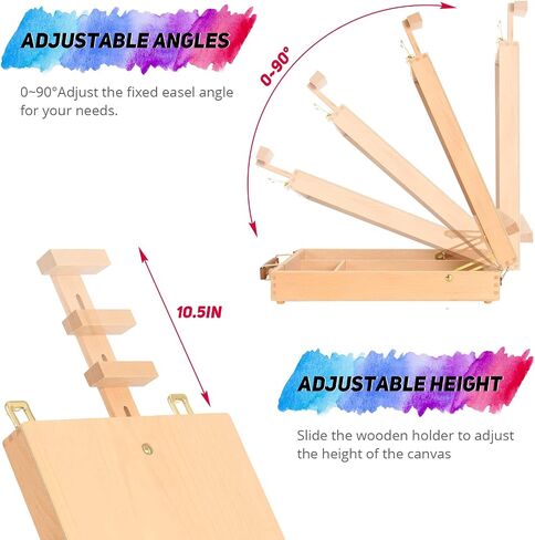 Kuyal Art Supplies Box Easel Sketch Box Painting Storage Box-Adjustable Design with Large 2-Drawer（2-Drawer Box Easel in Saudi Arabia