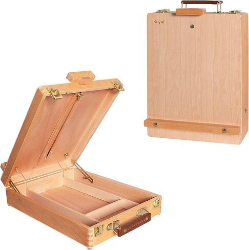 Kuyal Art Supplies Box Easel Sketch Box Painting Storage Box-Adjustable Design with Large 2-Drawer（2-Drawer Box Easel in Saudi Arabia