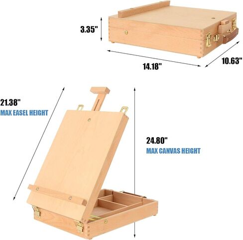 Kuyal Art Supplies Box Easel Sketch Box Painting Storage Box-Adjustable Design with Large 2-Drawer（2-Drawer Box Easel in Saudi Arabia
