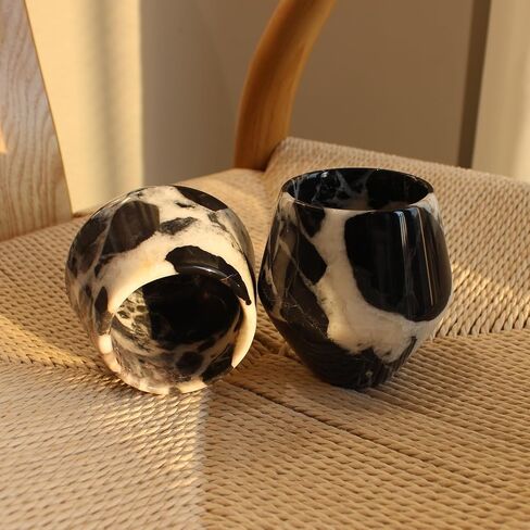 Natural Calacatta Black Marble Whiskey Drinking Glasses, Handmade Stone Mug for Wine, Coffe, Scotch, Bourbon, Liquor and Cocktails, Anniversary Birthday Gifts for Men, Dad, or Brother in Saudi Arabia