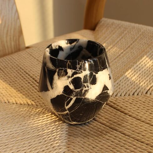 Natural Calacatta Black Marble Whiskey Drinking Glasses, Handmade Stone Mug for Wine, Coffe, Scotch, Bourbon, Liquor and Cocktails, Anniversary Birthday Gifts for Men, Dad, or Brother in Saudi Arabia