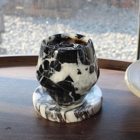 Natural Calacatta Black Marble Whiskey Drinking Glasses, Handmade Stone Mug for Wine, Coffe, Scotch, Bourbon, Liquor and Cocktails, Anniversary Birthday Gifts for Men, Dad, or Brother in Saudi Arabia