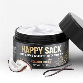 Happy Sack Nut Love Cooling Cream - Anti-Chafing Ball Deodorant for Men - Odor Control - Aluminum-Free Comfort Cream - Gifts for Husband, Boyfriend (1 Pack, 2oz - Strawberry Lollipop Scent)