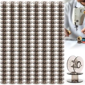 RAINFLOW 200pcs Sewing Machine Bobbins- Black Transparent Plastic Sewing Machine Bobbins,Bobbins for Brother,Singer, Tailoring Supplies,Tailoring Machine Accessories