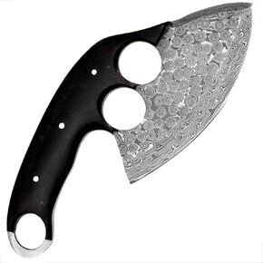 Handmade Damascus Steel 7 Inches Ulu Kitchen Knife - Alaskan Mezzaluna Pizza Cutter Wooden Handle with Sheath 3098