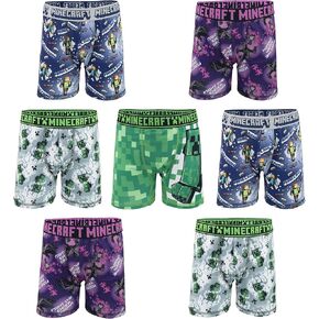 Minecraft Boys' Ultimate Gamer, 7 Soft Pairs with Coolcraft Tech Sizes 4-12, 7-Pack Athletic Boxer Brief