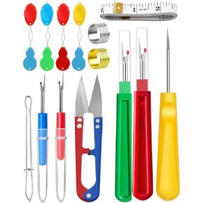 Cousduobe Seam Seam Rippers لمجموعة الخياطة ، 2 كبير وصغيرة خياطة خيط خيط خيط ، 8 threaders الإبرة ، 2himbles ، thoulder الرباط ، شريط قياس ، خياطة awl
