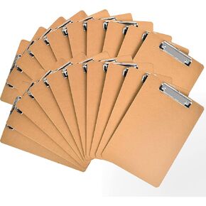 Happyhapi 20 Pack Hardboard Office Clipboards, A4 Letter Size (9 x 12.5 Inches) with Low Profile Wood Clips for Office, School, Hospital Supplies