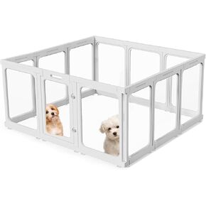 Playpen dog acrylic ، Clear Dog Play Pen for Puppy Cat Rabbit ، قلم تجميع سهل ، قفص صغير مفضل ، 23.6 "H ، 12 PCS