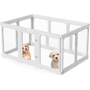 Acrylic Dog PlayPen, Clear Dog Play Pen for Puppy Cat Rabbit, Easy Assemble Pen, Preferable Small Cage, 23.6" H, 10Pcs