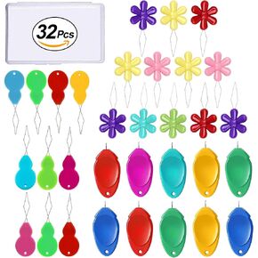 cousduobe 32pcs threaders eedle threaders لخياطة اليد ، 3 نوع من threaders الإبرة البسيطة ， حلقة سلك البلاستي