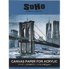 Soho 180 GSM Acrylic Canvas Paper Pad 9x12 "20 ورقة - 12 حزمة