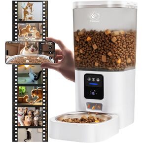 Automatic Cat Feeders 2 cat with Slow Feed: Automatic Dog Feeder with 5G WiFi, Cat Food Dispenser with Alexa for Multiple Pets, Detachable for Easy Clean - 29 Cup（7L Large Capacity）