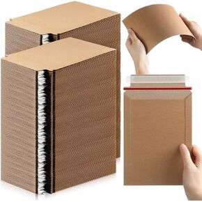 Fainne 350 Pieces 6x8 Inches Rigid Self Adhesive Photo Mailers Document 350GSM Thicken Shipping Envelopes Keep Flat Cardboard Mailers for Photography Photos, Documents, CD
