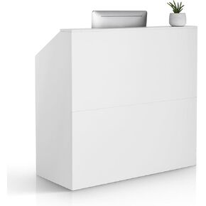 VEVOR Reception Desk, 46 Inch Rectangular Front Counter Table, Office Reception Desk, Retail Counter and Front Reception Counter, for Checkout, Lobby, Beauty Salon and Office, White