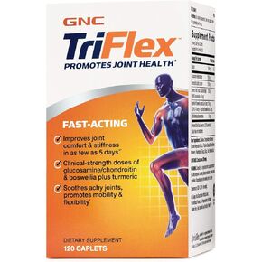 GNC TriFlex Fast-Acting | Improves Joint Comfort and Stiffness, Clinical Strength Doses of Glucosamine/Chondroitin and Boswellia- Plus Turmeric | 120 Caplets