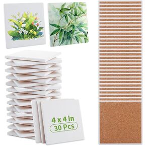 Cyeah 30 PCS البلاط السيراميك للحرف اليدوية ، و 4 × 4 بوصة الوقايات الفارغة ، غير مزجئة للطلاء ، أبيض للحبر الكحول ، صب الأكريليك ، DIY ، مشاريع فنية ، تزيين