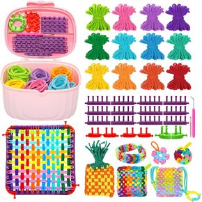 Tldcdte Weaving Loom for Kids and Adults,Potholder Loom Kit with 240 Colorful Loops,2-in-1 Weaving Loom Kit Toys for Kids with Transparent Bow Tote Box,Ideal Gifts for Girls Ages 5 6 7 8-12 13