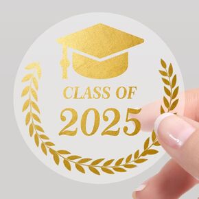 100 PCS Graduation Stickers,Class of 2025,Graduation Sticker for Envelope Seals,Gold Seals for Certificates,Gold Foil Sticker,Graduate Party Favor 1.6in,Congratulations Graduates