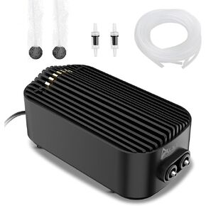 AQQA Aquarium Air Pump - Fish Tank Air Pump, 3W/5W/7W Adjustable Oxygen Pump, Ultra Quiet Air Bubbler Aerator for Fish with Accessories, for Fish Tank Up to 40 Gallon (3W 30GPH)