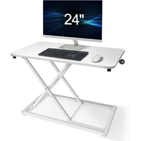 Compact 26 x 14 Black Lift Standing Desk Converter, Manual Adjustable Height Sit Stand up Desk Riser, for Monitor or Laptop Workstation