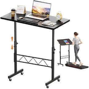 GTRACING Standing Desk Adjustable Height & Tiltable Tabletop, Small Mobile Computer Table for Laptop, Portable Home Office Desk for Stand Up Work and Walking Pad Treadmill, Height 30.7"-46.4", White