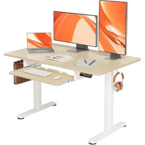YDN Standing Desk with Keyboard Tray, 48 Inch Height Adjustable Desk, Brown Stand Up Desks for Home and Office, 48inch Rustic Brown