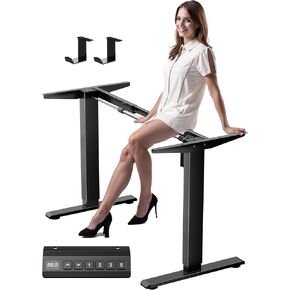Electric Standing Desk Frame,3 Memory Height Adjustable Table Legs Up to 47.2",Ergonomic Standing Desk Base Workstation for Home Office, Black Frame Only