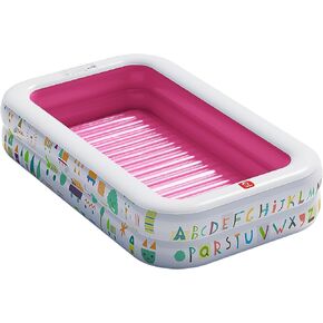 حمام سباحة QPAU Kiddie - 65 "× 39" قابلة للنفخ للأطفال والأطفال الصغار ، وحمام الكرة والرضيع مع أرضية ناعمة ، وأبجدية تعليمية ، وألعاب اللعب في الهواء الطلق متينة للمرح الخلفي والمتعة الداخلية (الأزرق)