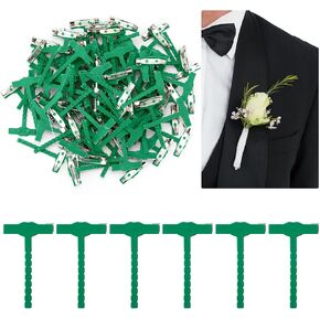 Leinuosen 100 pcs boutonniere poutonniere pins pins wedder brooch corsage corsage clips for wedder diy flower brouch boutonniere supplies ، green (على شكل حرف T)