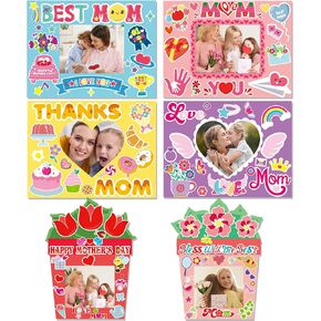 Derayee 48 PCS Day's Day Picture Frame Kit مع ملصقات ، DIY Love you Mom Flower Flower Paper Photo Frames for Kild