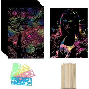 Wiwbbitl Scratch Art for Kids - 240 أوراق ورقية قوس قزح و 26 قلمًا من الخيزران ، والفنون الفصول الدراسية الممتعة للأطفال الذين تتراوح أعمارهم بين 4 و 8 سنوات ، هدية إبداعية لعيد ميلاد المدرسة