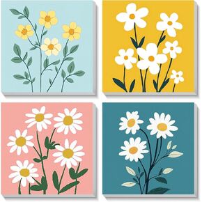 Heibago Framed Paint by Numbers Kit for Kids ، 4 Pack Flowers Paint by Numbers for Kids Vensing 8-12 ، paint by number kits childr