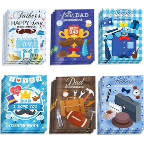 MOZUI 12 Pcs Father's Day Coloring Books Best Dad Party Favors Father-Child Activity Gifts Bulk Mini Coloring Books Bulk for Father's Day Themed Birthday Party Supplies