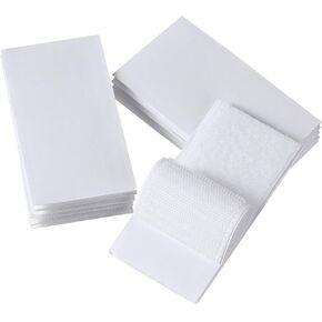QDiShi Hook and Loop Strips with Adhesive 1x4 inch Strips with Adhesive 10 Sets Strong Sticky Back Adhesive Fasten Mounting Tape Instead of Holes and Screws for Home or Office Use(White)
