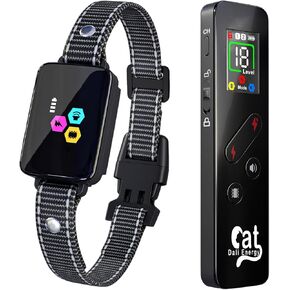 Cat Training Collar Cat Bark Collar with Remote Electric Cats Shock Collar 3300FT IP67 Waterproof 3 Training Modes Beep Vibration Shock Mode Top Meowing Effective for Bad Behavior Black Knight