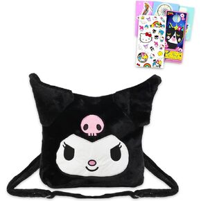 مجموعة محفظة KUROMI PLUSH - حزمة مع ملصقات KUROMI PLUSHIE PLUS ، والوشم والمزيد | مرحبا كيتي والأصدقاء كورومي محفظة للفتيات