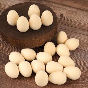 DAHI Wooden Fake Eggs-10pcs 2.4inch Smooth Standable Wooden Easter Eggs for Painting and Decorating(60 * 40mm) in Saudi Arabia