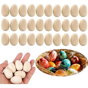 DAHI Wooden Fake Eggs-10pcs 2.4inch Smooth Standable Wooden Easter Eggs for Painting and Decorating(60 * 40mm)