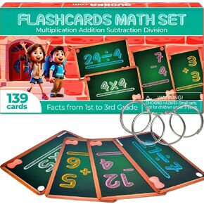 QUOKKA Addition & Subtraction Flash Cards Set for Kids Ages 4-8 – 338 Jumbo Math Flash Cards with Visual Aids, Sorting Rings & Reference Cards – Math Games for Kids 1st to 3rd Grade Classroom & Home