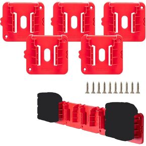 Crivnhar 5 Pack Battery Holder for Milwaukee M18 18V Battery Mounts Dock Holder Fit for M18 48-11-1815 48-11-1828 48-11-1850 48-11-1860 (w/10 Screws, No Battery)