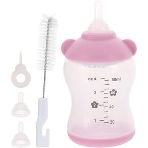 Small Pet Nursing Bottle Kit, 80ml Pink Kitten and Puppy Feeding Bottle with Accurate Scale, Reusable PP and Silicone Nursing Bottle for Newborn Kittens Puppies Rabbits Small Animals