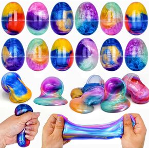 28 Pack Easter Galaxy Slime Toys for Kids, Easter Galaxy Slime with Valentines Cards Kids Stress Relief Fidget Set Easter Basket Stuffers for Kids School Classroom Easte Party Favors Supplies