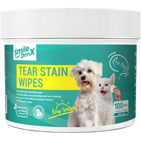 Eye Wipes for Dogs & Cats, Hypoallergenic Pet Eye Wipes, Soothing Cleansing Eye Wash Pads for Gently Remove Eye Debris, Discharge, Mucus Secretions-100 ct