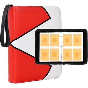 Trading Card Binder 4-Pocket 520 Cards, Waterproof PU Leather Card Binder with 65 Double-Side Sleeves, Portable Zipper Trading Card Holder Albums for Kids Boys Girls Collectors